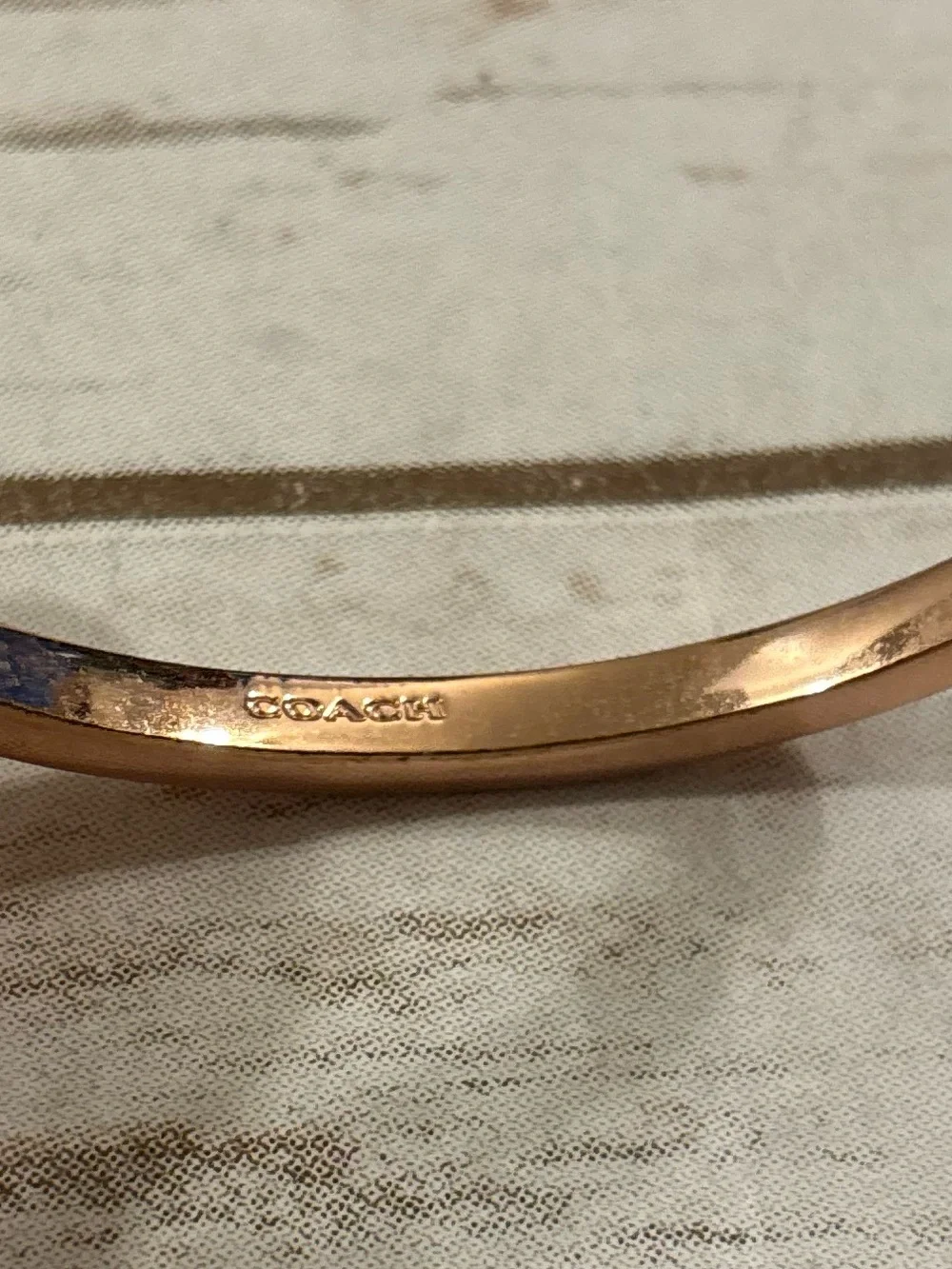 Coach Signature Pavé Bar Hinged Bangle Bracelet Rose Gold